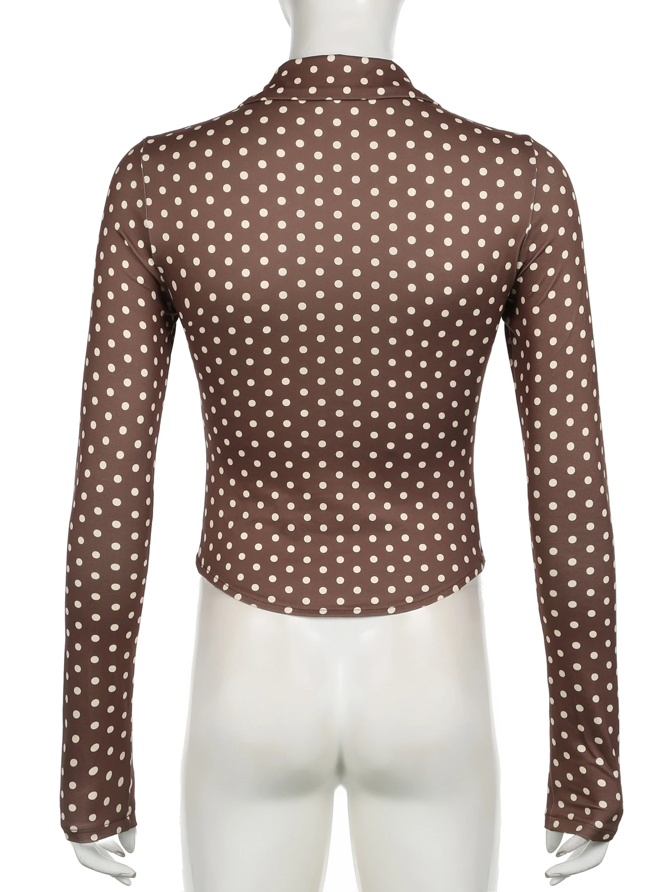 Rockmoer Vintage Polka Dot Print Damska bluzka z długim rękawem Eleganckie koszule damskie z wąskim kołnierzykiem Wiosna Biuro Casual Tops