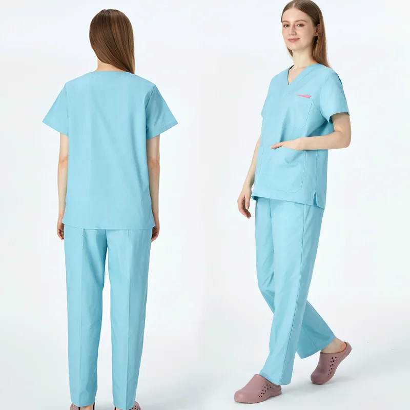 Professional 3 pockets Nurse Clothes Breathable Medical Scrubs Set Doctor Uniforms Workwear Slim Fit Dental Surgeon Suits 207