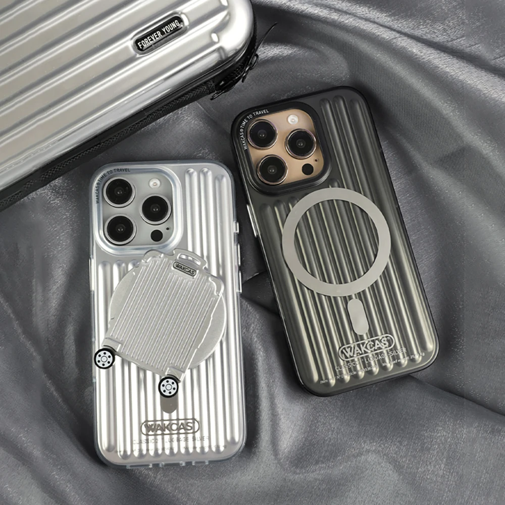 

Магнитный гофрированный чехол Wakcas для багажа для iPhone 17, 16, 15, 14 Pro Max, аксессуары для беспроводной зарядки Magsafe, защищенный от падения чехол