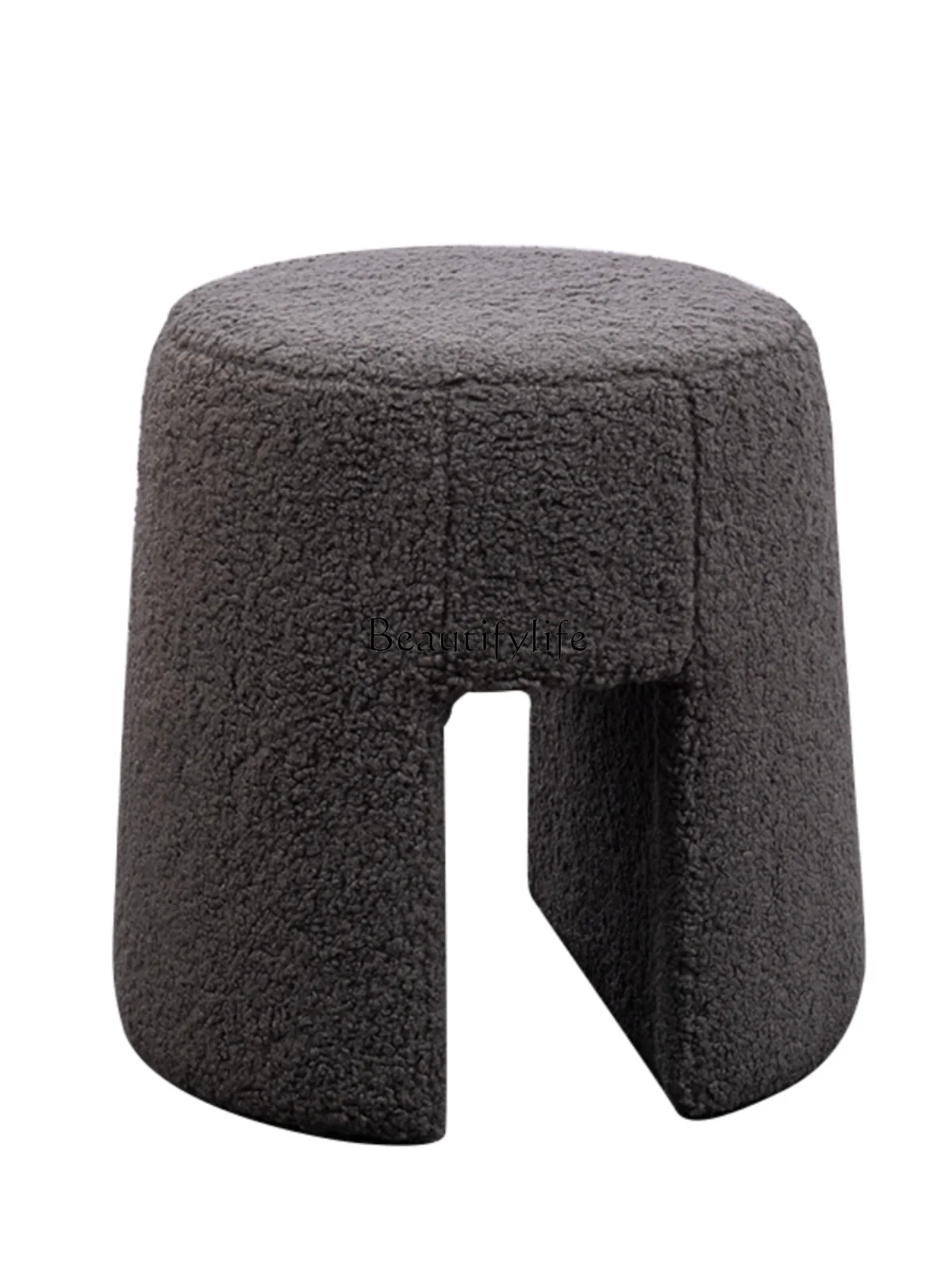 Nordic low makeup stool simple modern white lamb wool stool