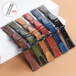 Retro Leather Strap 18mm 20mm 22mm Watchband Soft Vintage Cowhide Bracelet Quick Release for Rolex for Omega Universal Wristband