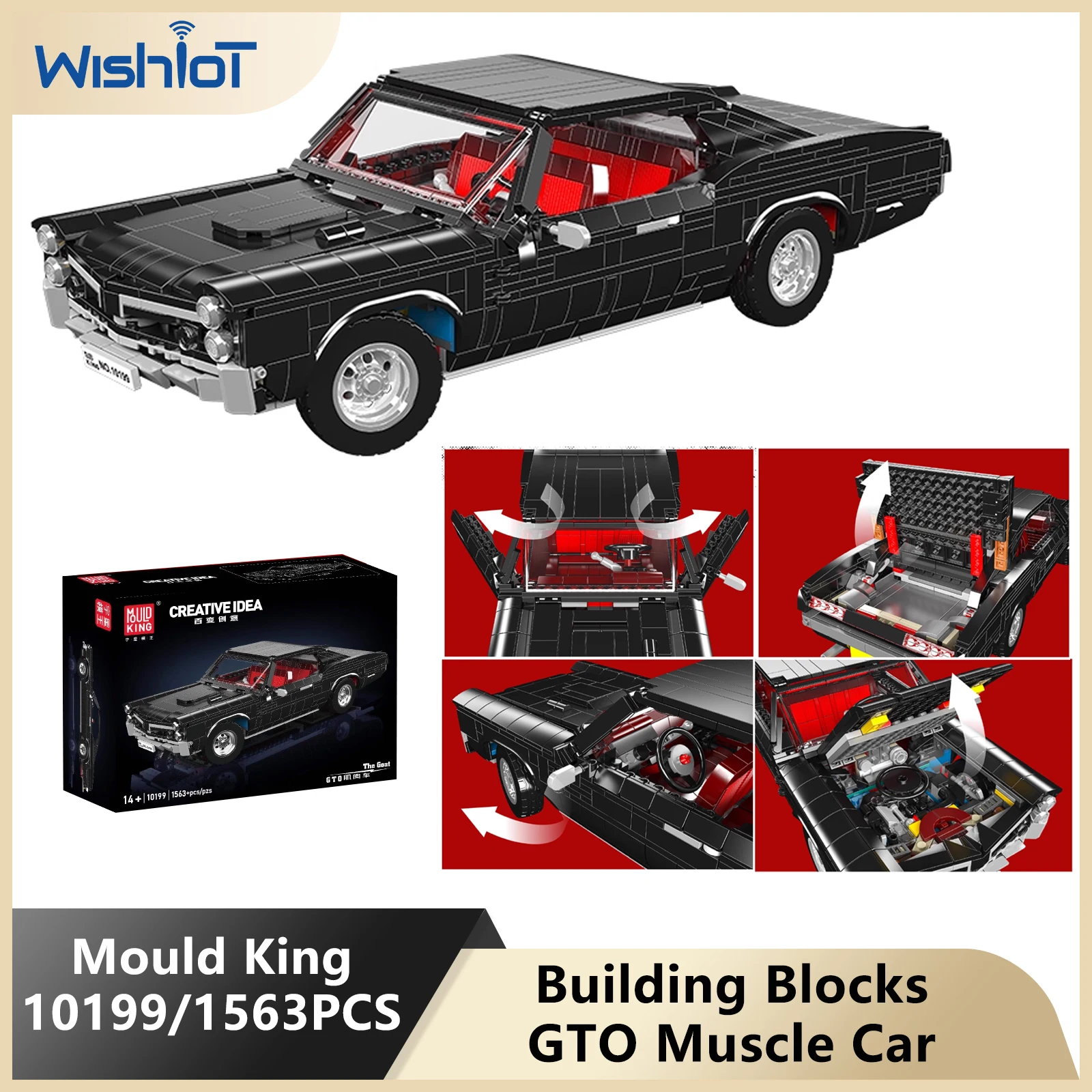 

Mould King 10199 Muscle Car Building Blocks Technical Sports Vehicle Model Bricks Assembly Toy Kids Ideal Birthday Gift 1563PCS