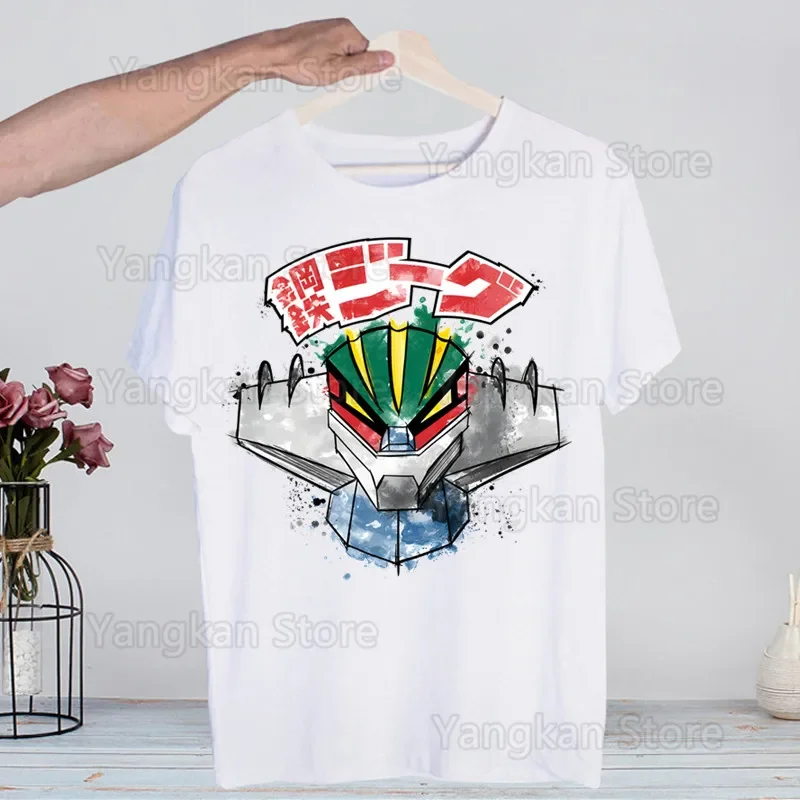 Kotetsu Jeeg Robot Anime Tshirts Harajaku Mechas 02Steel Jeeg Robot Streetwear Casual Tee Geometric Print Crew Neck Short Sleeve