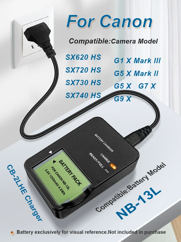 Ładowarka CB-2LH CB-2LHT CB-2LHE do aparatu Canon G5x G7x G9X Mark II Sx620 Sx720 Sx730 Sx740 HS Ładowarka do akumulatorów NB-13L — zdjęcie produktu 7
