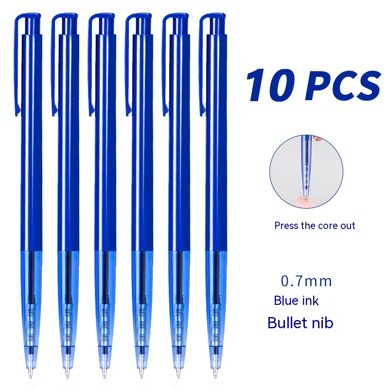 Deli-Bullet Tip Ballpoint Pen Set, Fine Point 0.7mm, Blue Ink, Office and School Supplies, Stationery, 10/60Pcs