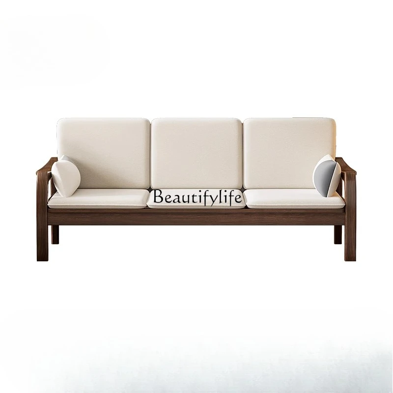 

Medieval solid wood sofa living room walnut sofa new Chinese winter and summer dual-use