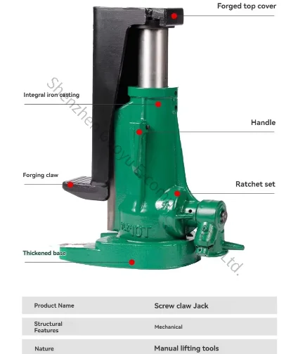 Manual Tool Spiral Claw Jack Lifting Industrial Machinery Alloy Steel Claw Top Claw Dual Purpose 5T 10T