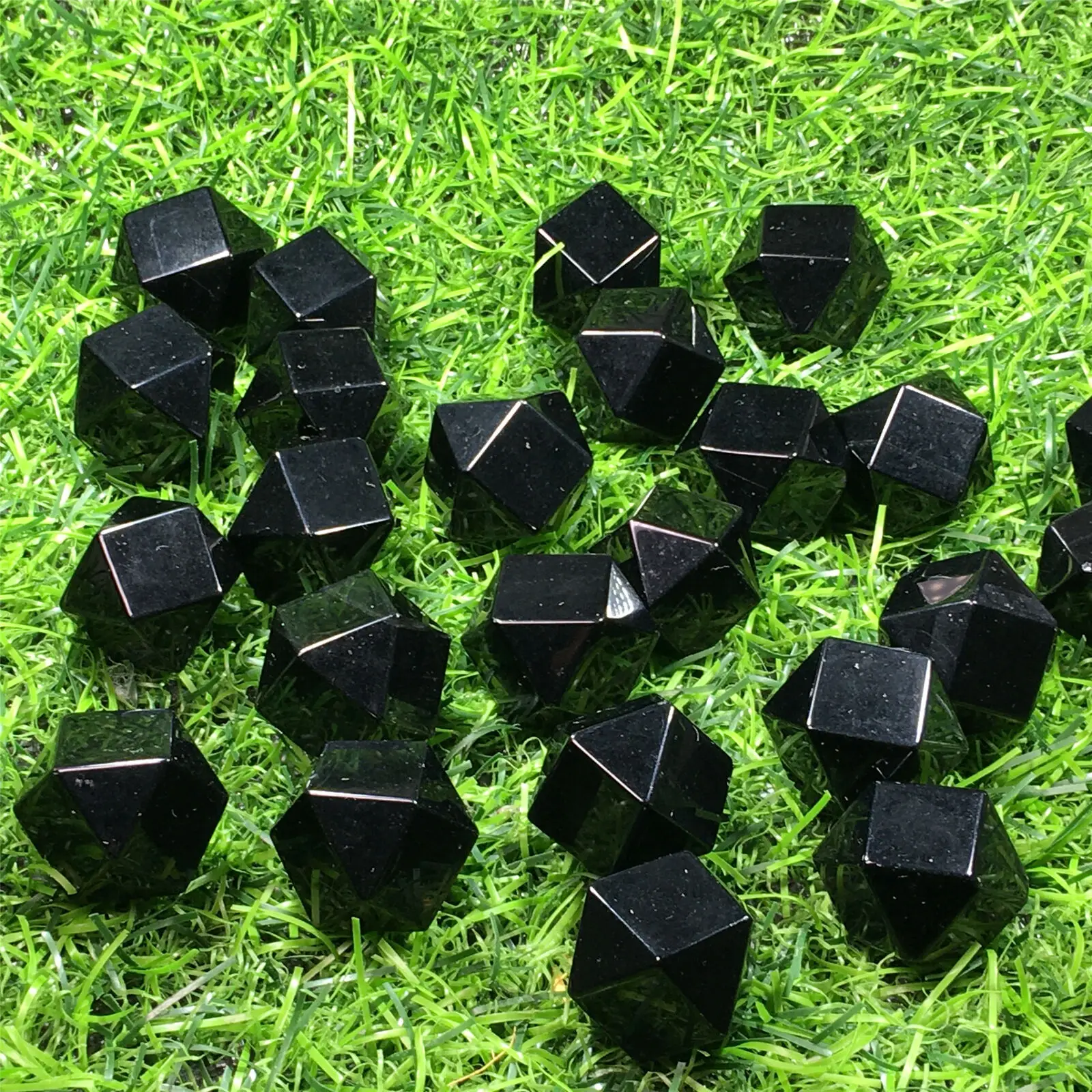 14 polyhedron Natural obsidian Quartz Carved crystal reiki Healing 1PC