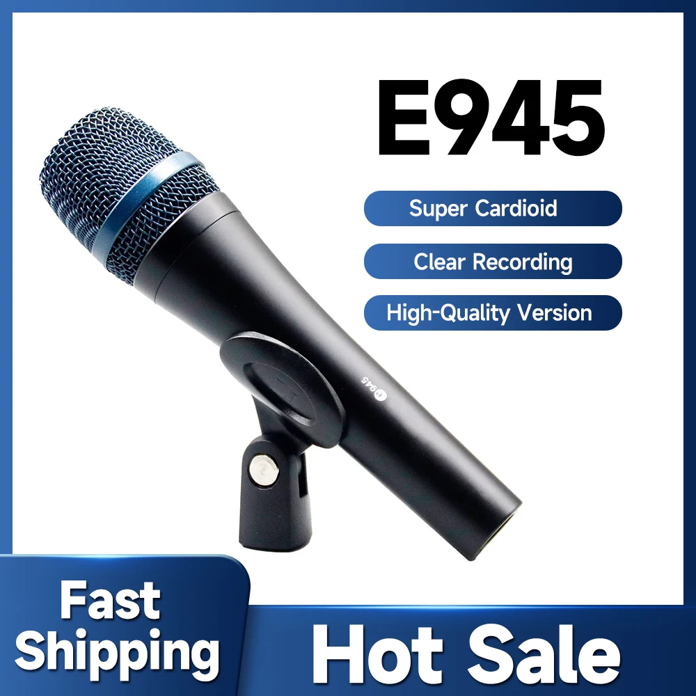 E945 Supercardioid Dynamic Microphone Professional Wired Handheld Microphone for Karaoke Stage Singing BBOX Recording Vocal Mic