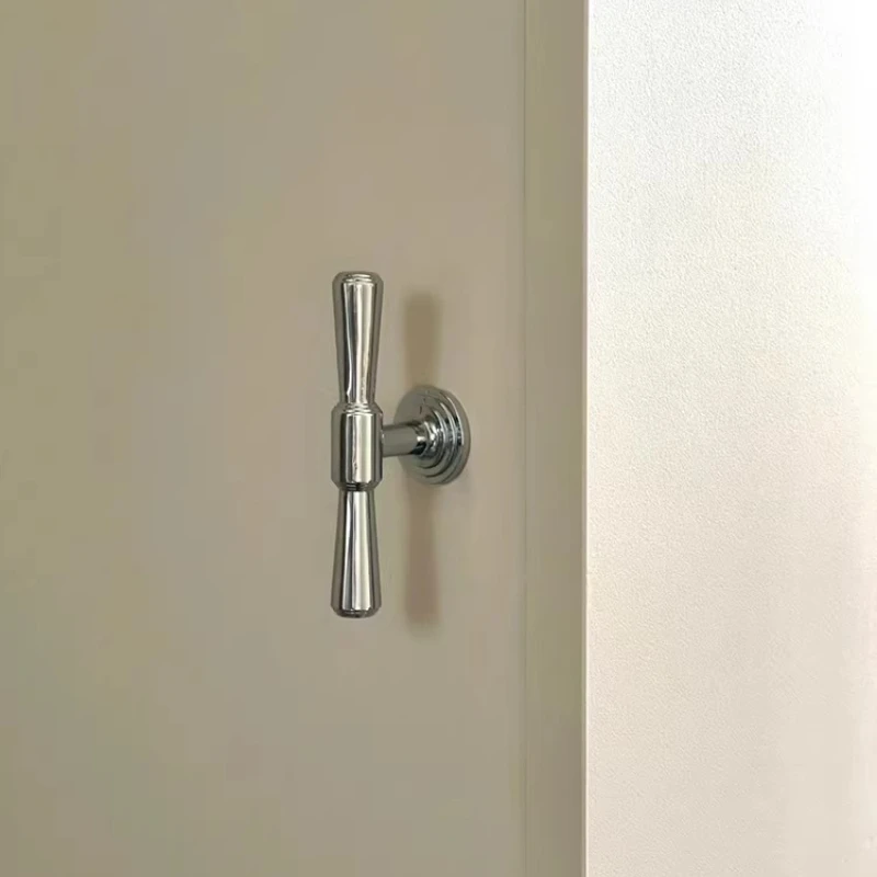 Modern Minimalist Kitchen Cabinet T Bar Wardrobe Door Knobs Bright Silver Furniture Handles Solid Brass Chrome Luxury Long Pulls