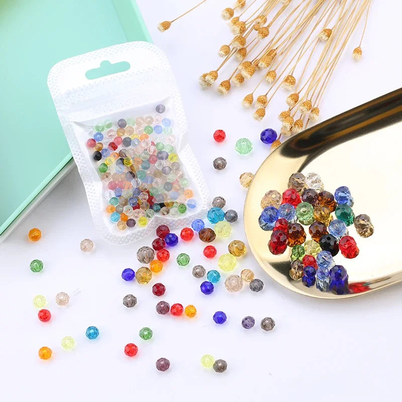 4-8mm Mix color faceted glass round beads Rondelle italyan charm crystal beads for bracelet necklace making DIY jewelry material
