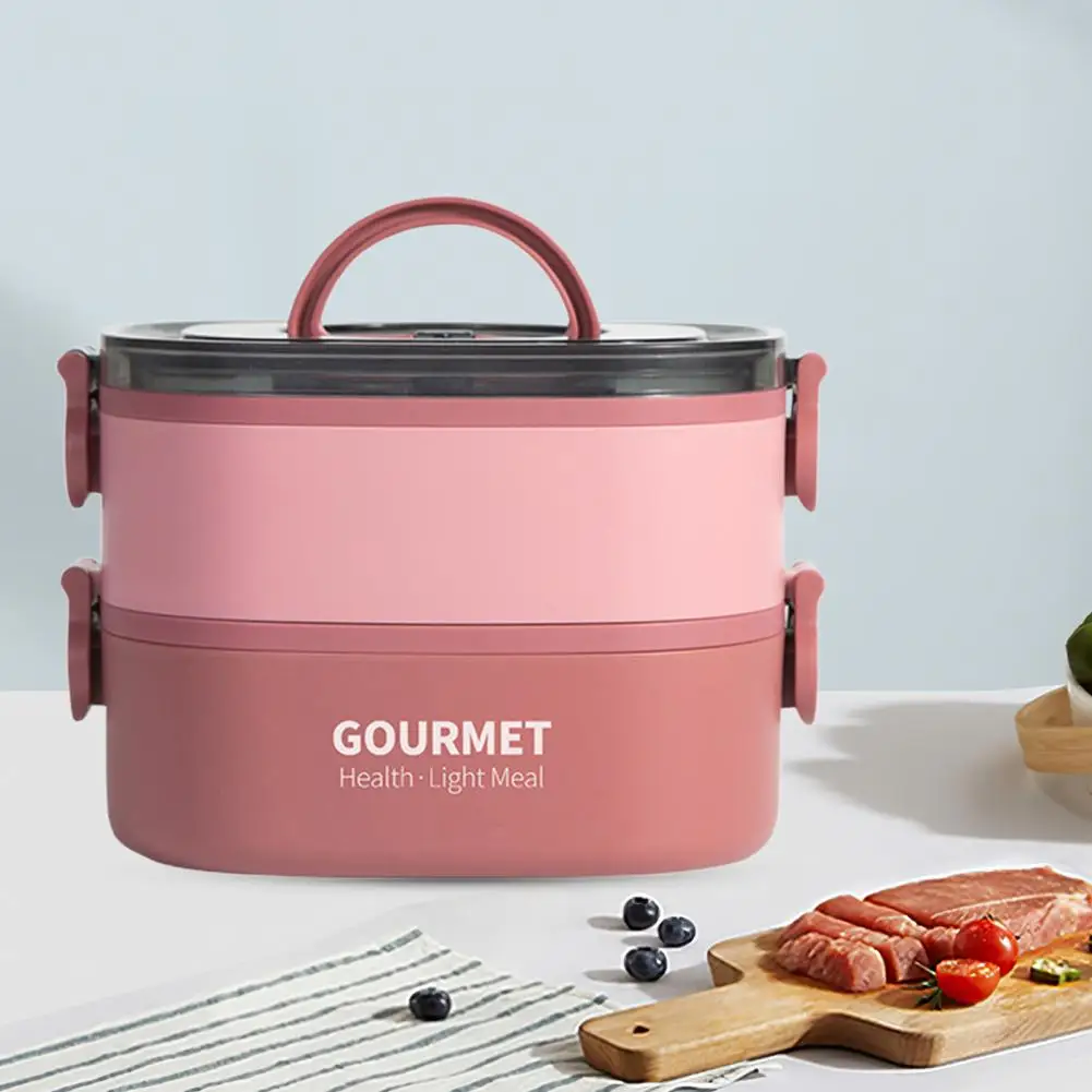Leak-proof Lunch Box Microwave Safe Lunch Box 1400ml/2000ml Leakproof Bento Lunch Box with Spork Stackable Reusable for Kids