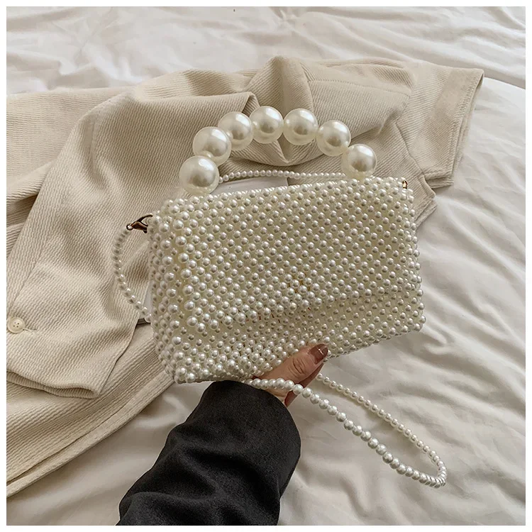 Fairy Bag Summer 2024 New Pearl Handle One-shoulder Holiday Woven Bag Purses and Handbags  Crossbody Bags for Women