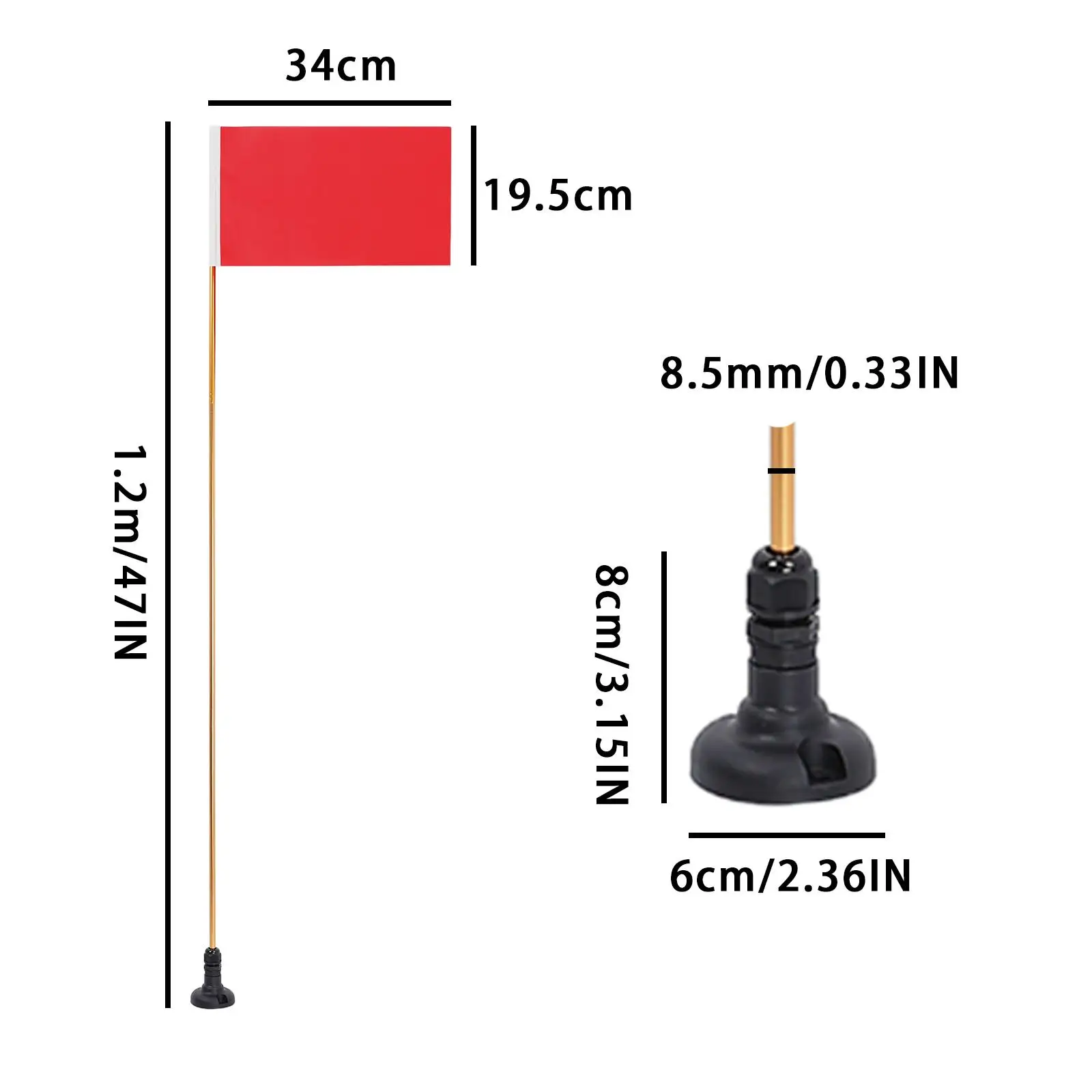 1.2M Kayak Flag with Installation Track Mount Kayaking Visibility Kit for Dinghy Yacht Accessories