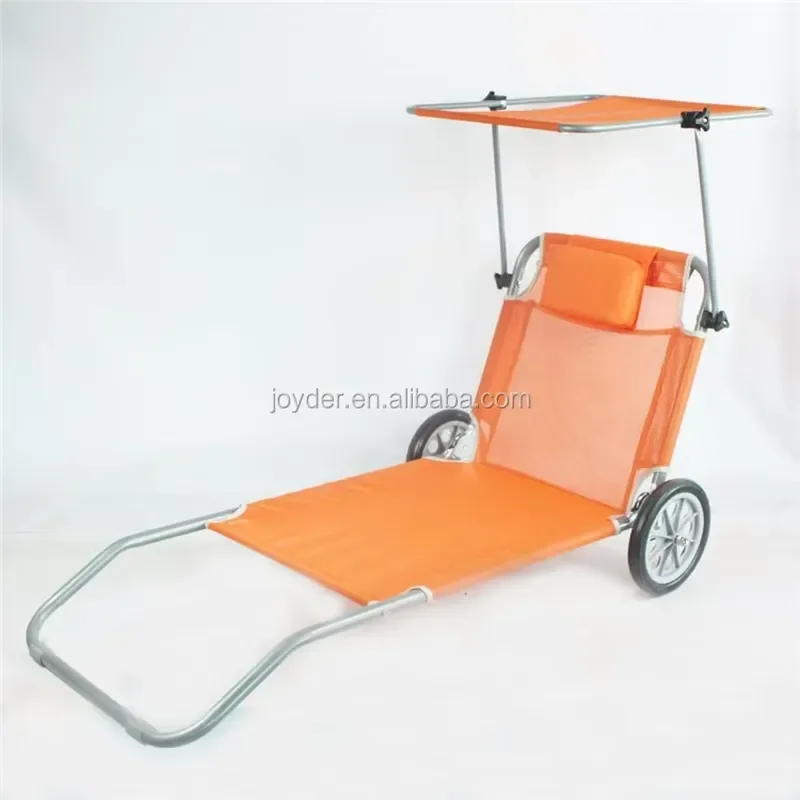 for Portable Foldable Wheels Lightweight Aluminium Lounge Folding Sun Kids Canopy Lazy Beach Chair