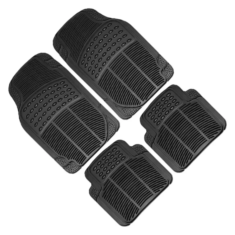 High Quality Universal PVC Rubber Car Floor Mats 5MM Thick Non-slip Sports Style Full Set 4Pcs