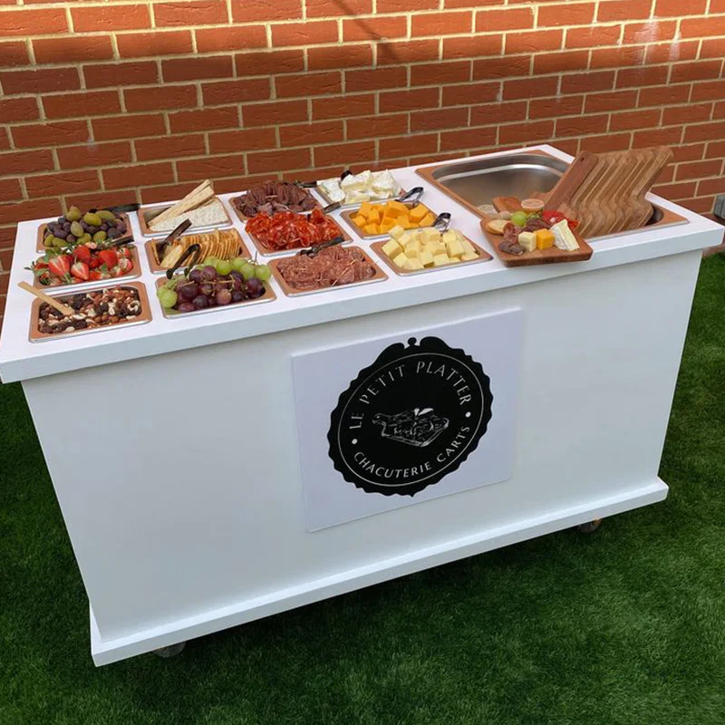 

White Foldable Metal Candy Cart Mobile Food Cart