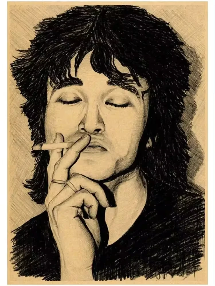 كلاسيكي روك أند رول أيقونة Viktor Tsoi ملصقات عتيقة ، لوحة قماشية ، فن جداري فريد ، صورة لديكور غرفة المعيشة #2