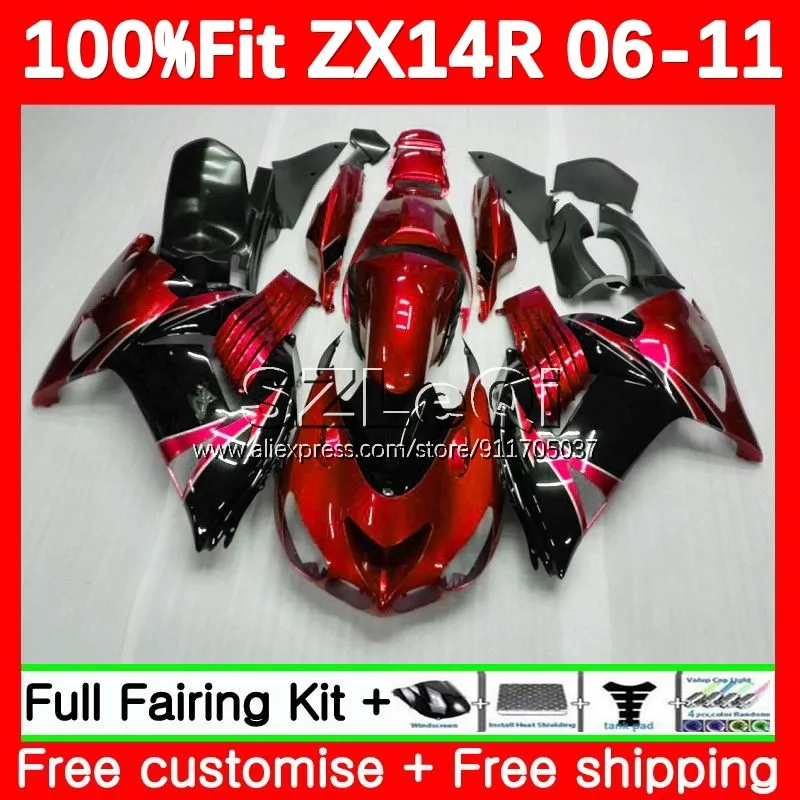 Kit For KAWASAKI NINJA ZX 14R ZX-14R ZX14R Pearl Red 06 07 08 09 10 11 117No.11 ZZR1400 2006 2007 2008 2009 2010 2011 Fairing