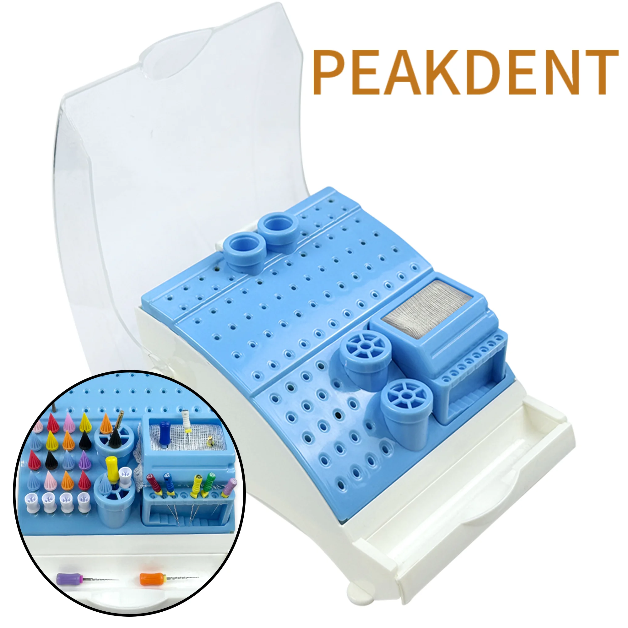 1Pcs Multifunctional Dental Bur Box with Drawer Dustproof Dentist Drill Bit Organizer Autoclave Sterilizer Box for Oral Care