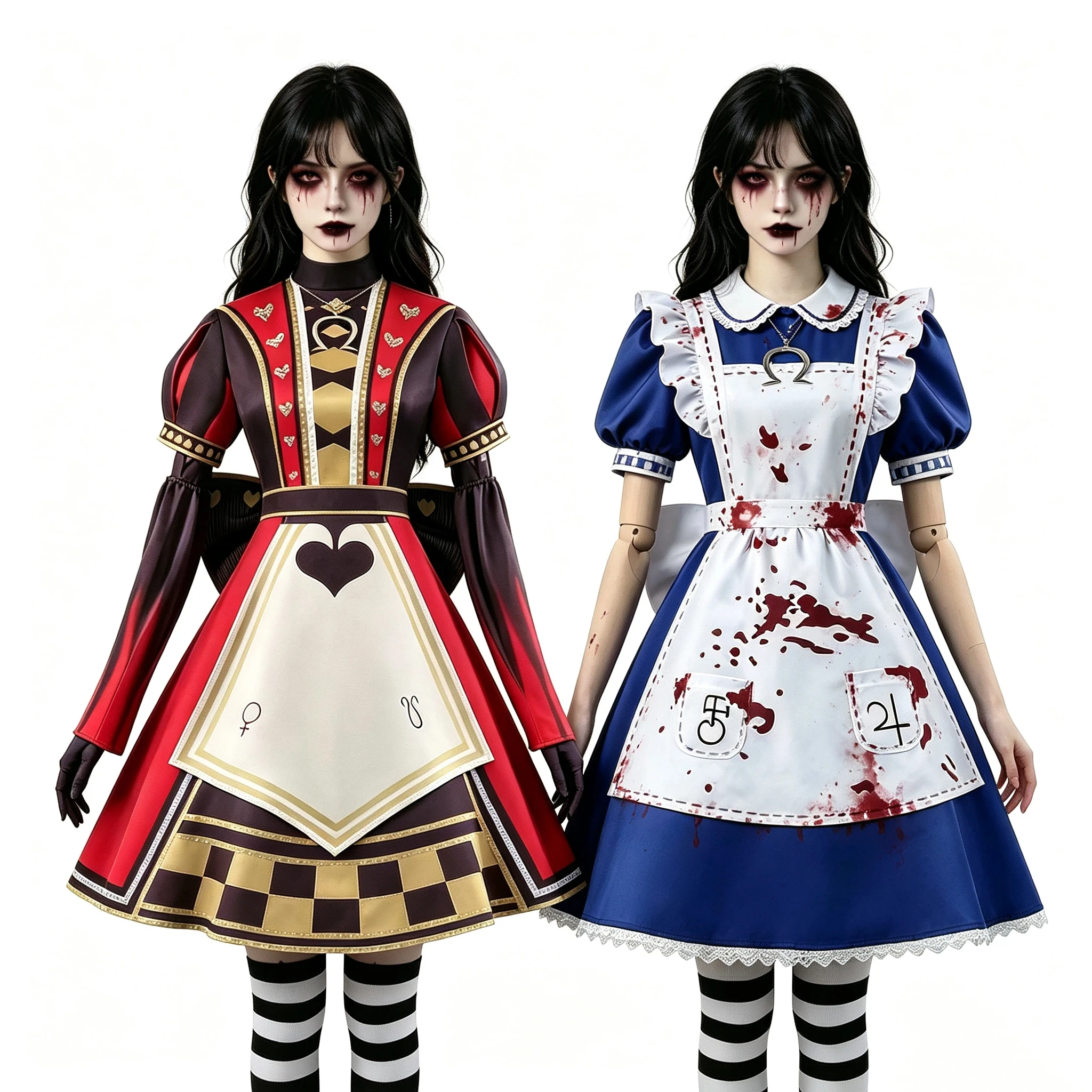 Disfraz Gótico de Halloween para Mujer, Vestido Retro de Reina de Corazones de Póker, Vestido de Sirvienta con Manchas de Sangre, Disfraz de Carnaval, Mascarada, Cosplay de Alicia