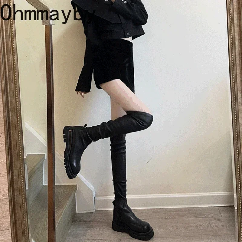 Winter High Boots For Women Fashion Thick Sole Long Boots Female Elegant Platform Women\'s Over the Knee High Botties