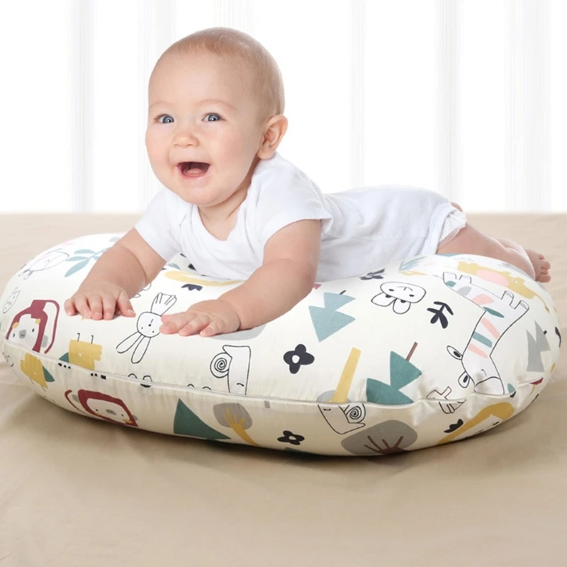 Cotton Nursing Pillow Lovely Pattern Baby Pillow Machine Washable Pillow for Comfortable Breastfeeding Bottle Feeding