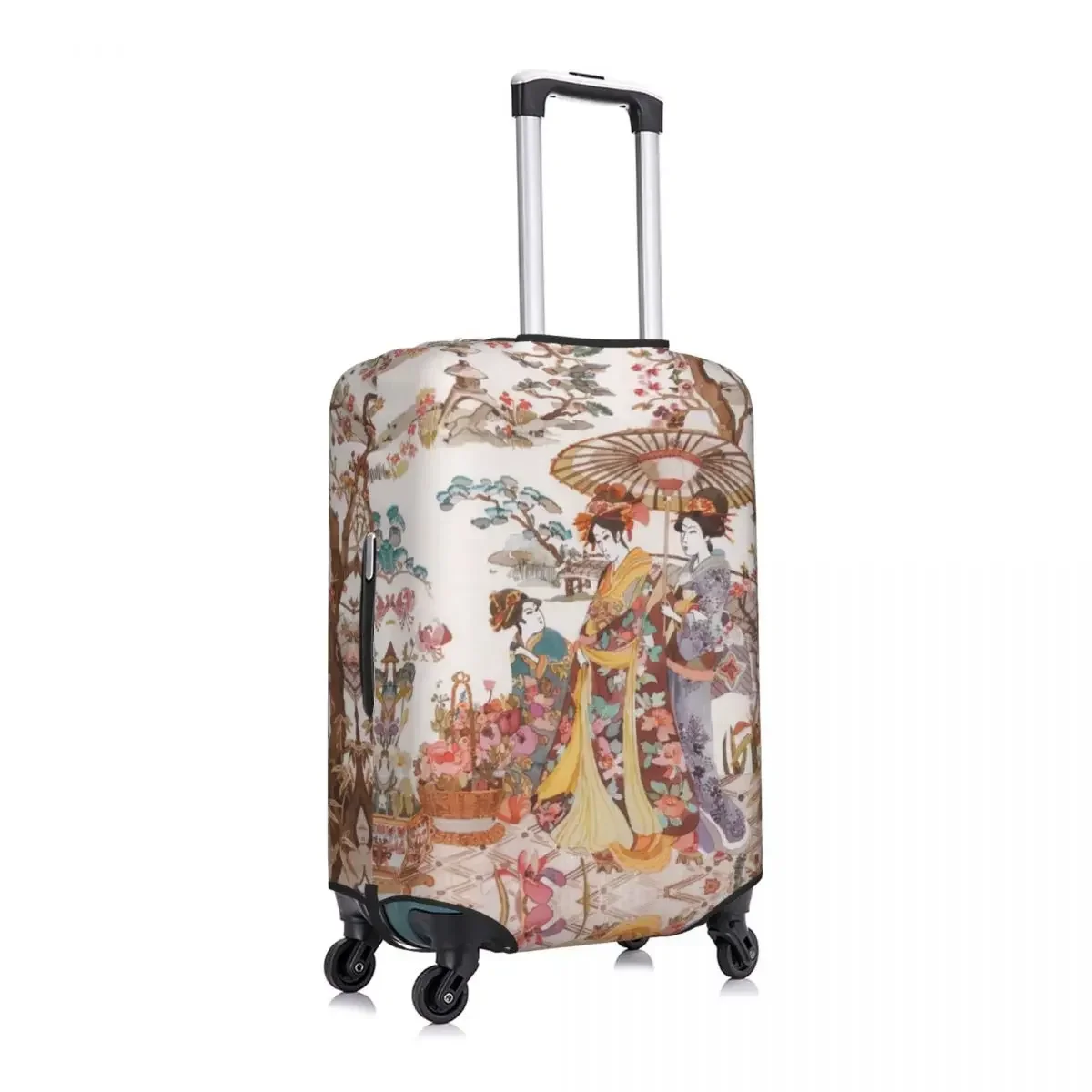 Fashion Vintage Japanese Geishas Traditional Art Luggage Cover Protector Elastic Travel Suitcase Covers