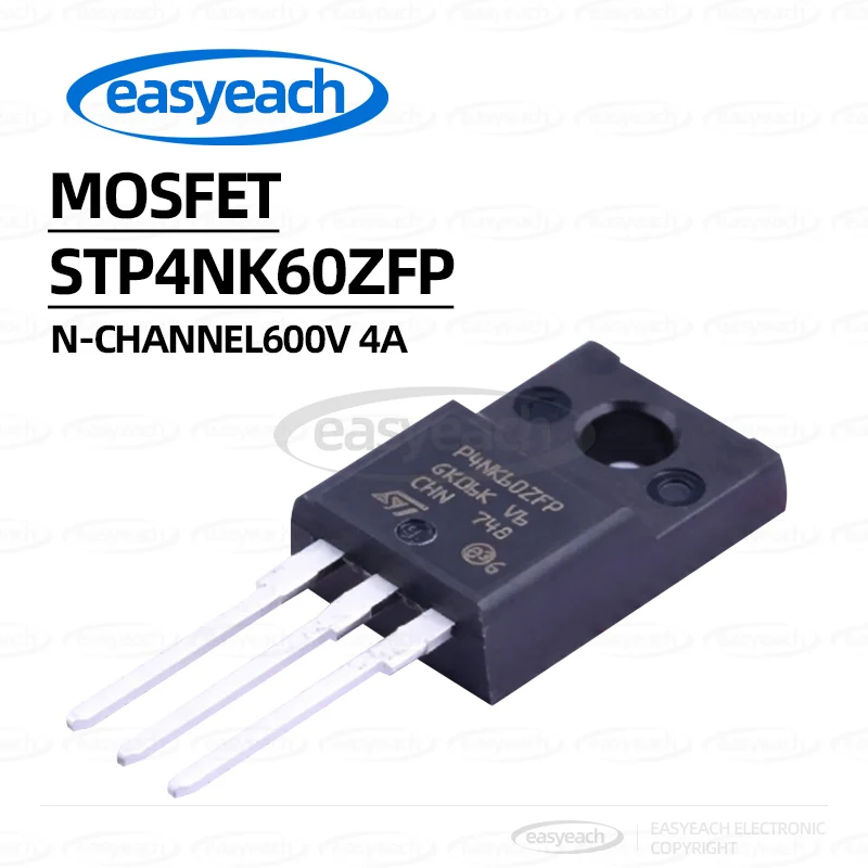 5PCS STP4NK60ZFP field-effect transistor (MOSFET) with one N-channel withstand voltage: 600V, current: 4A