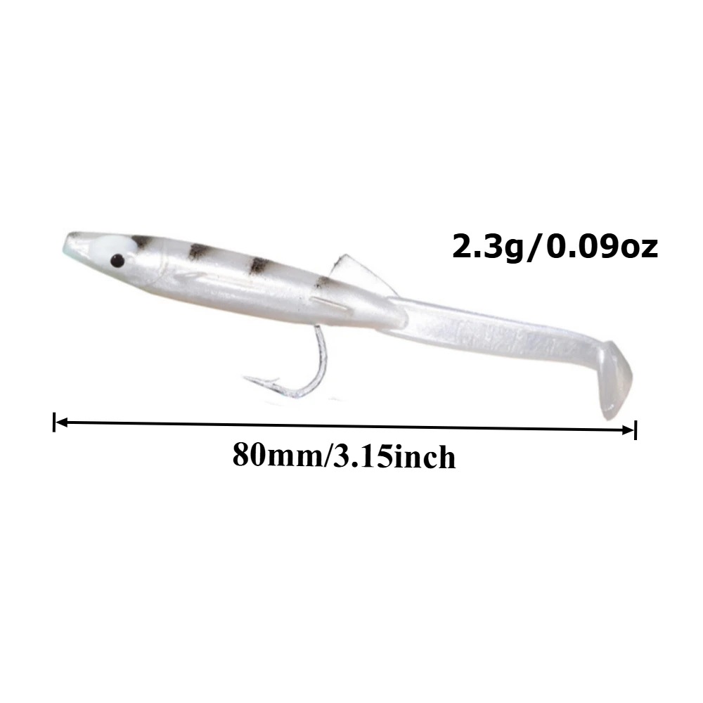6 stücke Angeln Locken Fisch Aal Köder Weiß Blau Weiche Köder mit Haken 80mm 2,3g Kleine Fisch Aal künstliche Köder Pesca Leurre Ausrüstung – Detail 3