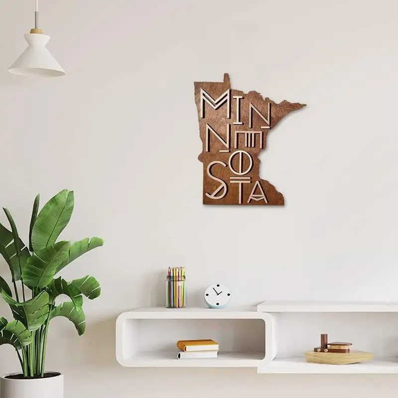 State Wall Art State Shaped Map Sign Cutout Wall Art 3D Wall Ornament Rustic Farmhouse Home Decor Wall Pediments For Kitchen