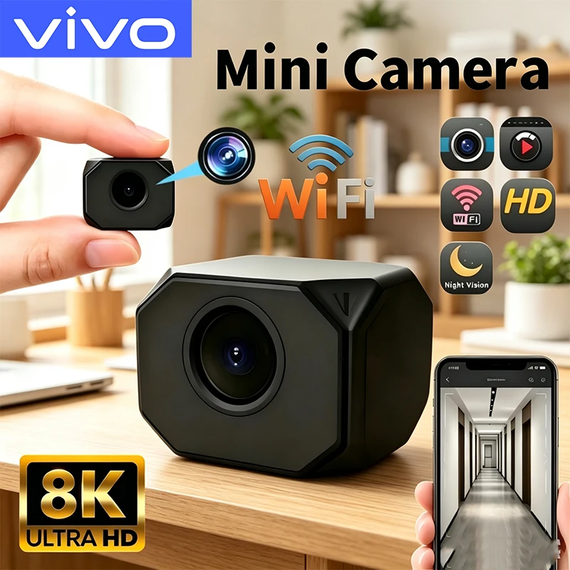 VIVO 8K 1080P HD Mini WiFi Camera AP Hotspot Remote Monitor Portable Small Camcorder Home Security Surveillance Smart Camera