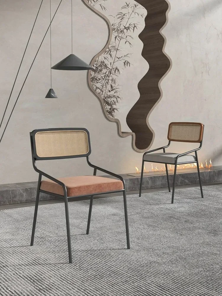 Nordic home backrest dining table chair book desk chair simple breathable rattan chair