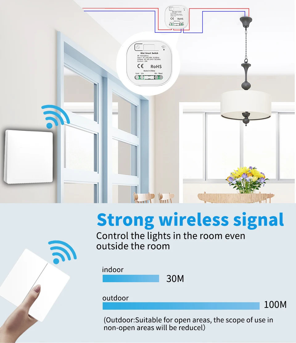 Switch Wireless Remote Controller Waterproof Self-powered Wall Panel Push Button Home Improvement Retrofit Light Switches