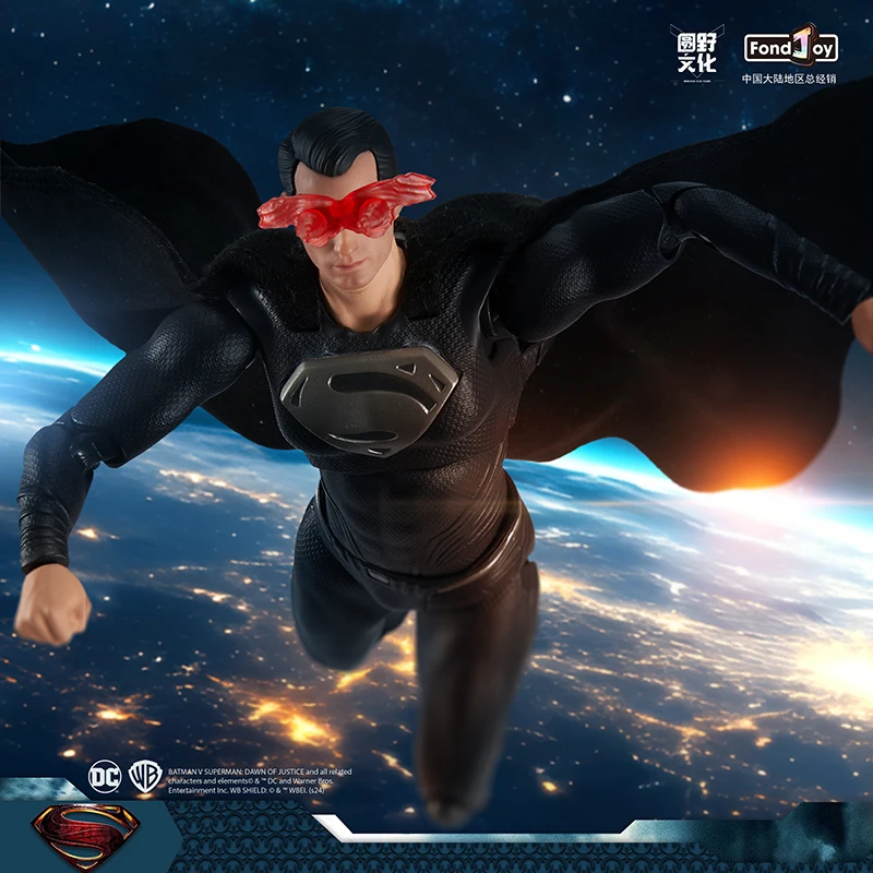 FondJoy – poupée d'action originale et authentique, série 1/9, Superman noir, Figurines périphériques de 19CM, jouet cadeau pour garçon, ornements à collectionner
