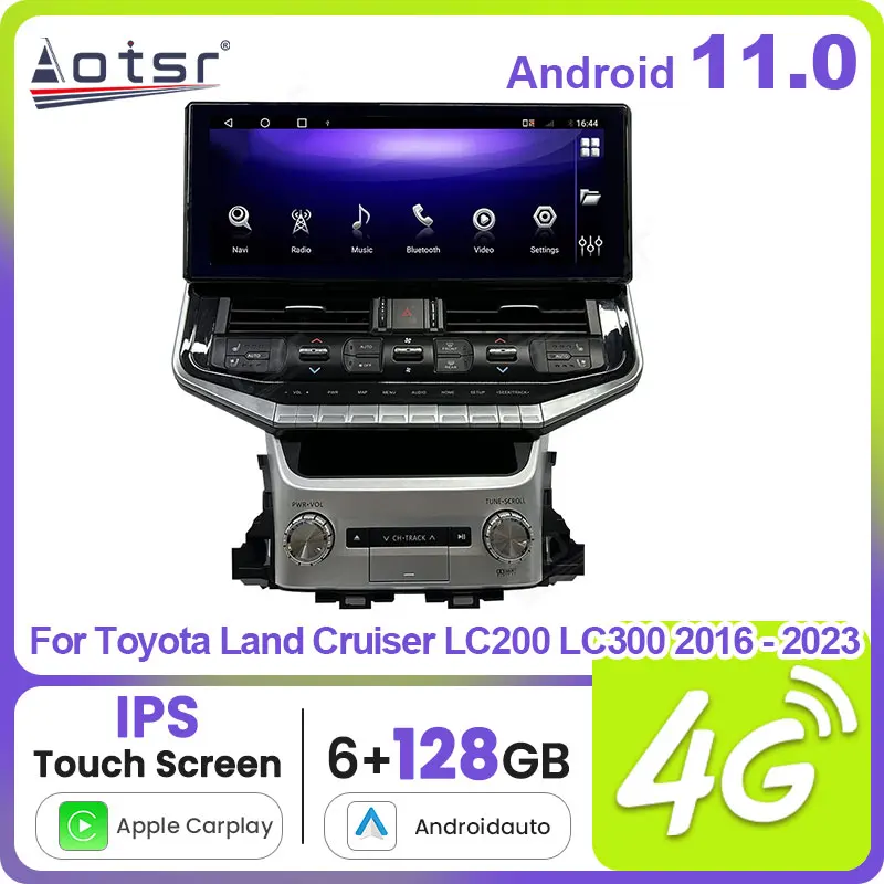 

Автомобильный радиоприемник 12,3 дюймов Android 11,0 для Toyota Land Cruiser LC200 LC300 2016-2023 GPS Навигация стерео Мультимедийный Плеер