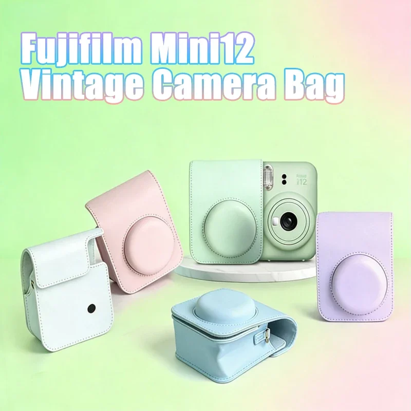 Weiche Schutzhülle aus PU-Leder für die Instax Mini 12 Kamera mit Schultergurt, Reisetasche für Fujifilm-Filmkamera