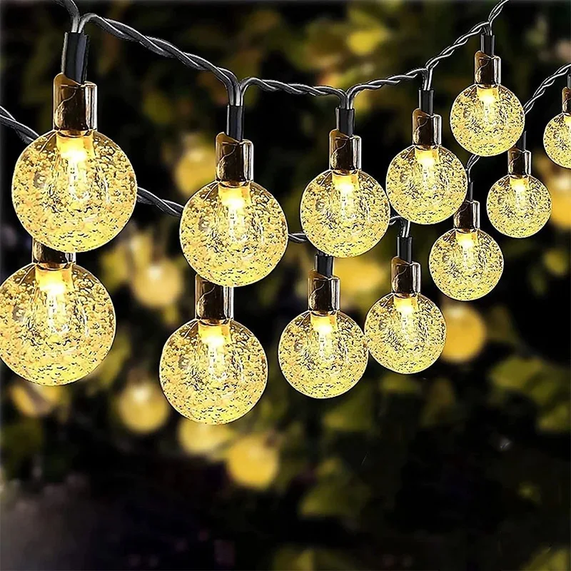 

Solar Crystal Globe LED String Lights LED 8 Modes Solar Outdoor Light Fairy Light Christmas Garland for Garden Party Decor Gifts