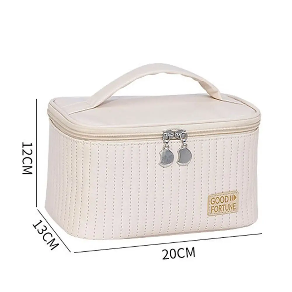 Fashion PU Makeup Bag Solid Color Large Capacity Cosmetic Bag Portable Multifunctional Washbag