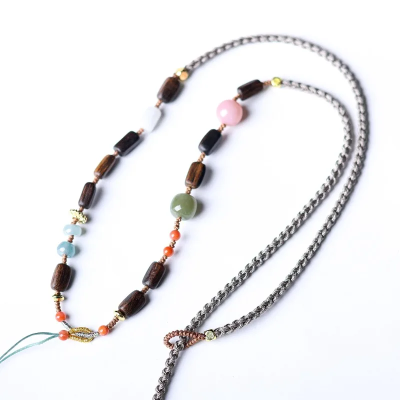 Handwoven Dala Gan Freeform Bead Pendant Cord: New Chinese Retro Colorful Versatile Women's Clavicle Chain Gift