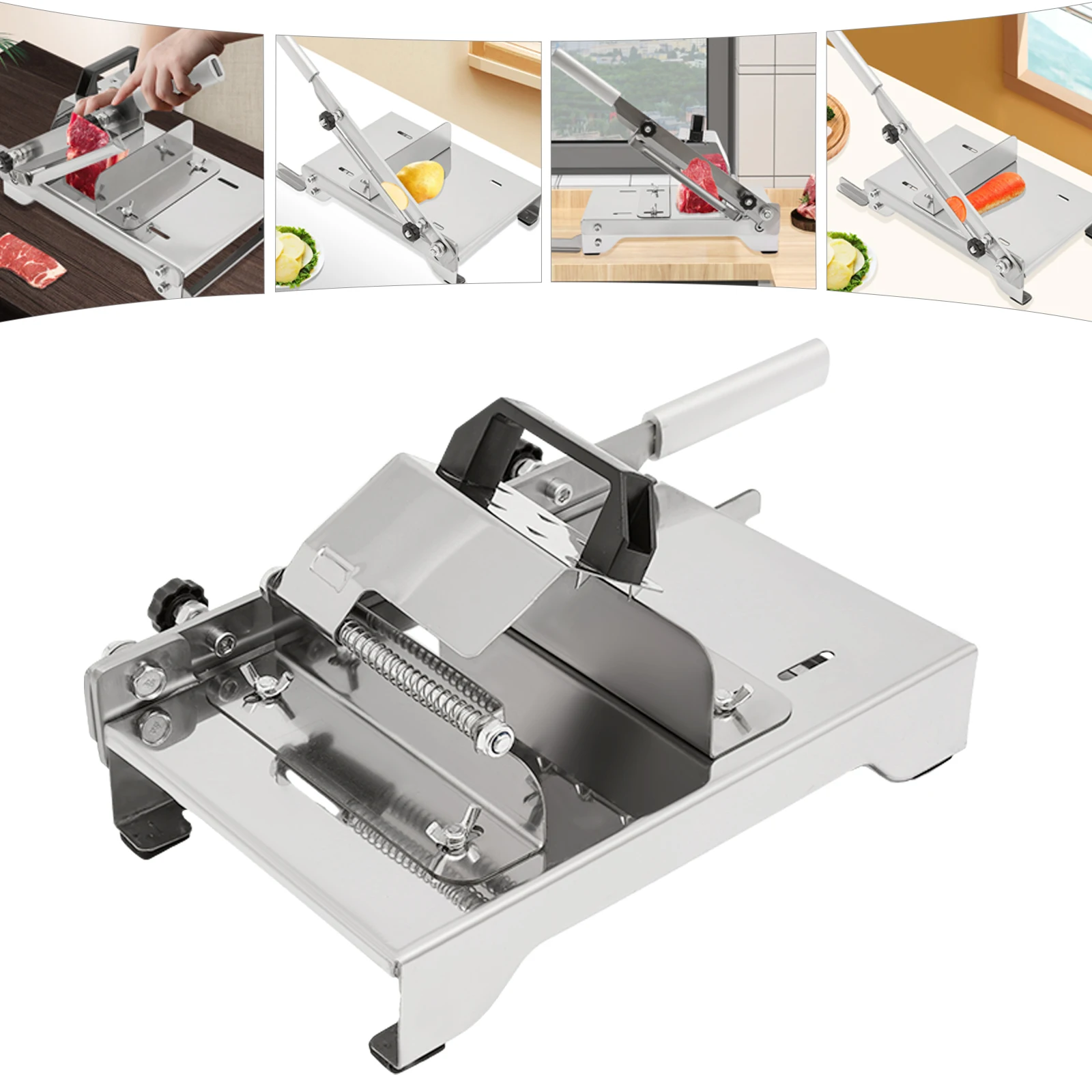 

Stainless Steel Manual Meat Slicer Slicing Machine Frozen Meat Beef Bones Cutter