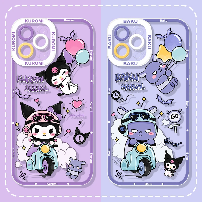 Sanrio Kuromi Baku Case for Samsung Galaxy S24 Ultra S23 S22 S21 Plus S20 FE S10 Note 20 10 Pro A14 A34 A54 Clear Silicone Cover