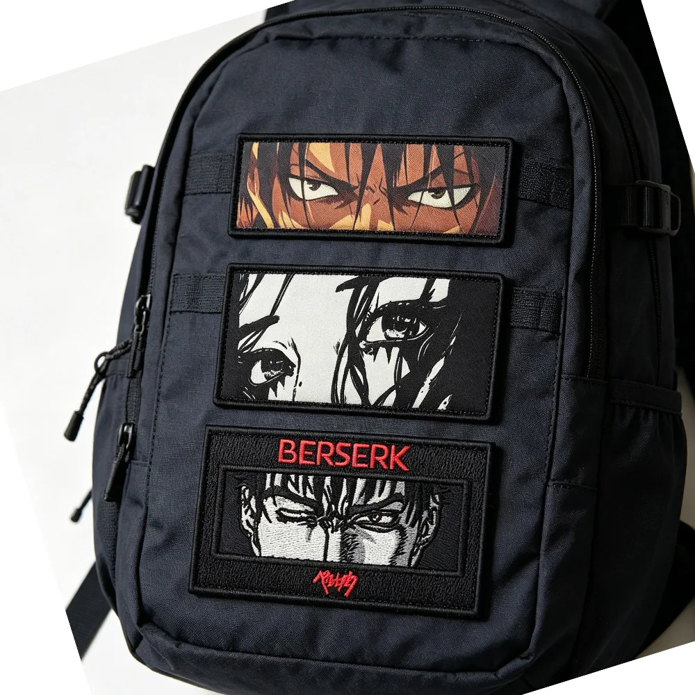 Dark Anime Girl's Eye Badge, 2D Sword Style Legend, Gerserk, BERSERK Jacket Backpack Hook and Loop Patch