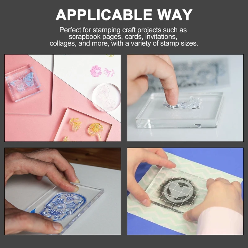 Clear Stamp Acrílico Block Set, transparente Stamp Pad, DIY Scrapbooking, Display Riser Stands, 5 pcs