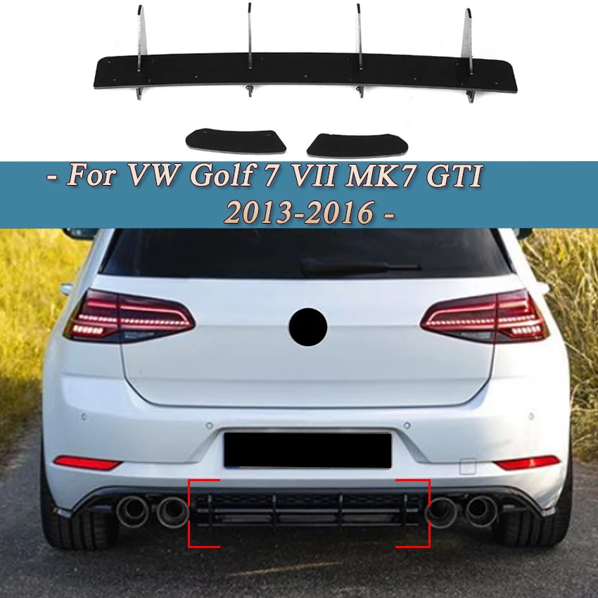 

Glossy Black Car Rear Bumper 4 Fins Diffuser Rear Side Splitters Spoiler Lip For Volkswagen Golf 7 VII MK7 GTI 2013-2016 ABS