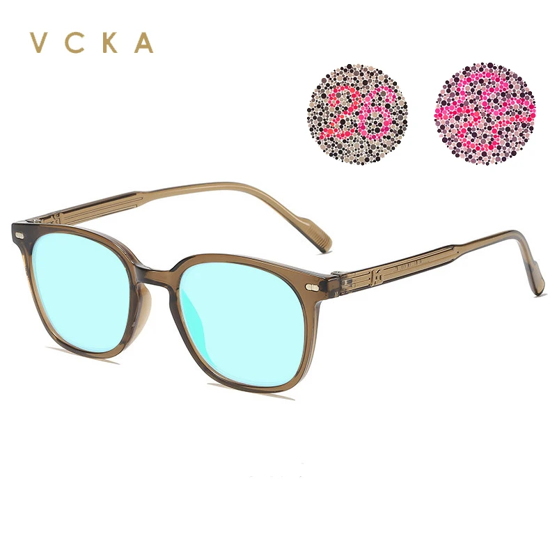 VCKA Square Red-green-blind Color-weak Glasses Ultralight TR90 Men Women  Correction Color-defining Vintag Functionality Eyewear