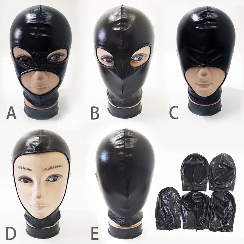 Latex Maske Fetisch Mann Unisex Frauen Herren Cosplay Gesicht Maske Schwarz Leder Kopf 3 Löcher Abdeckung Gesicht Maske Für CS spiel Halloween