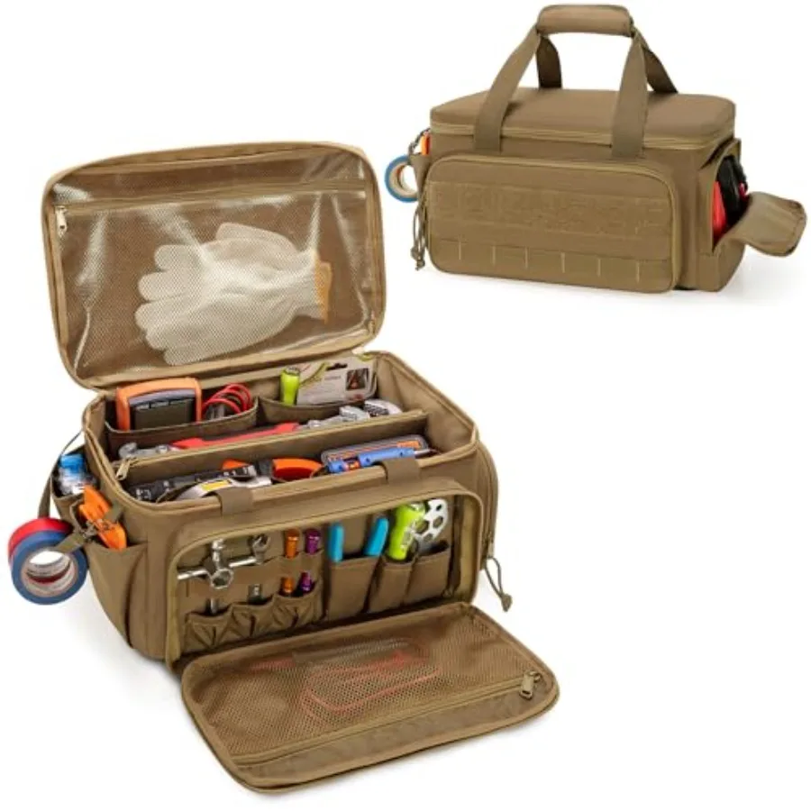 

14-Inch Tool Bag with Anti-friction Bottom Hand Tool Storage Organizer for Men Tactical Range Bag Multi-purpose Work Tote for R