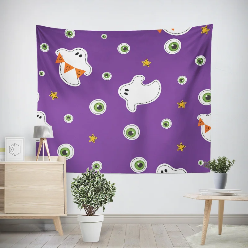 Home decoration modern room decor items wall tapestry aesthetic bedroom wall art large fabric happy Halloween Autumn Pumpkin