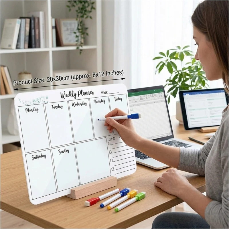 C7AB Erasable Schedule Planner Board for Tasks and Goals Includes 5 Erasable Pens